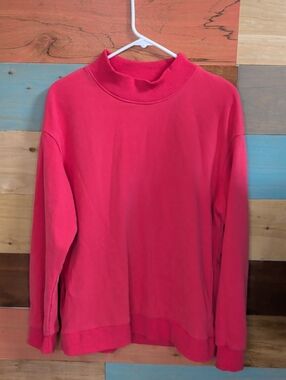 Women's Relaxed Mock Neck Sweatshirt in Bright Pink